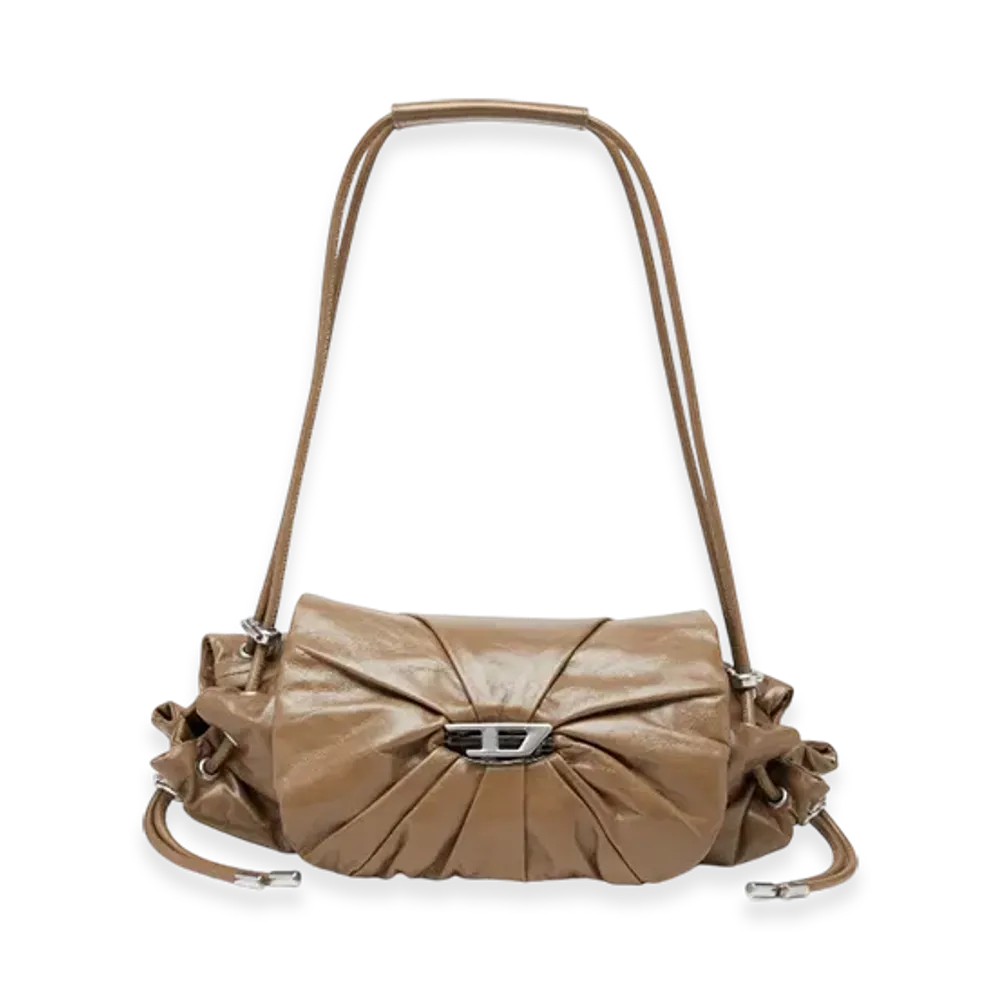 Diesel Scrunch-D Shoulder S Scrunch-D S-Shoulder Bag In Scrunched Leather "Brown"