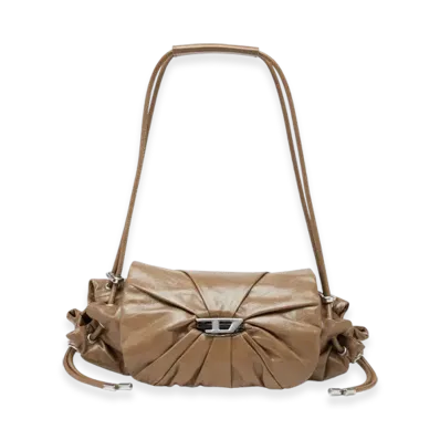 Diesel Scrunch-D Shoulder S Scrunch-D S-Shoulder Bag In Scrunched Leather "Brown"