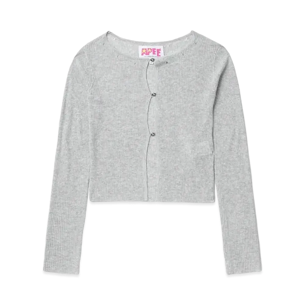 A BATHING APE Button Front Distressed Cardigan "Gray"