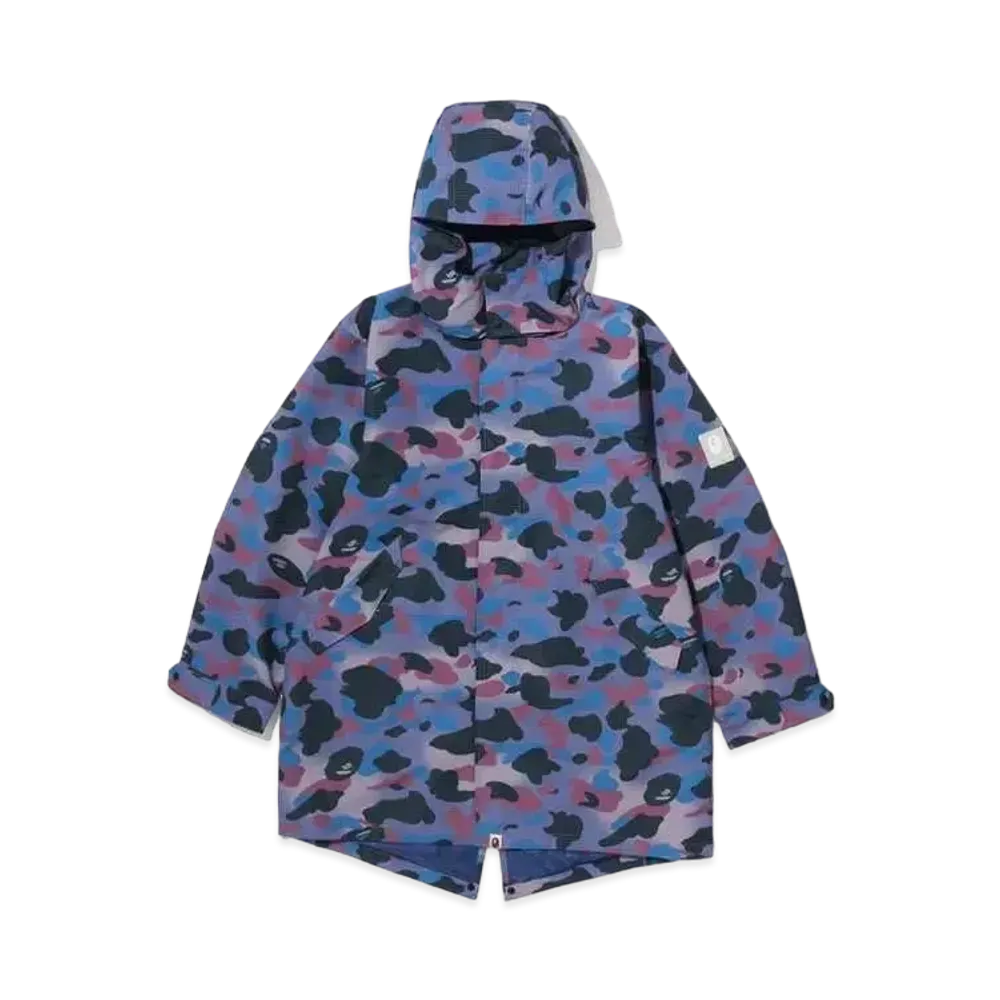 A BATHING APE Grid Camo Relaxed Fit Fish Tail Coat "Purple"