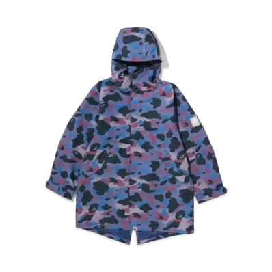 A BATHING APE Grid Camo Relaxed Fit Fish Tail Coat "Purple"