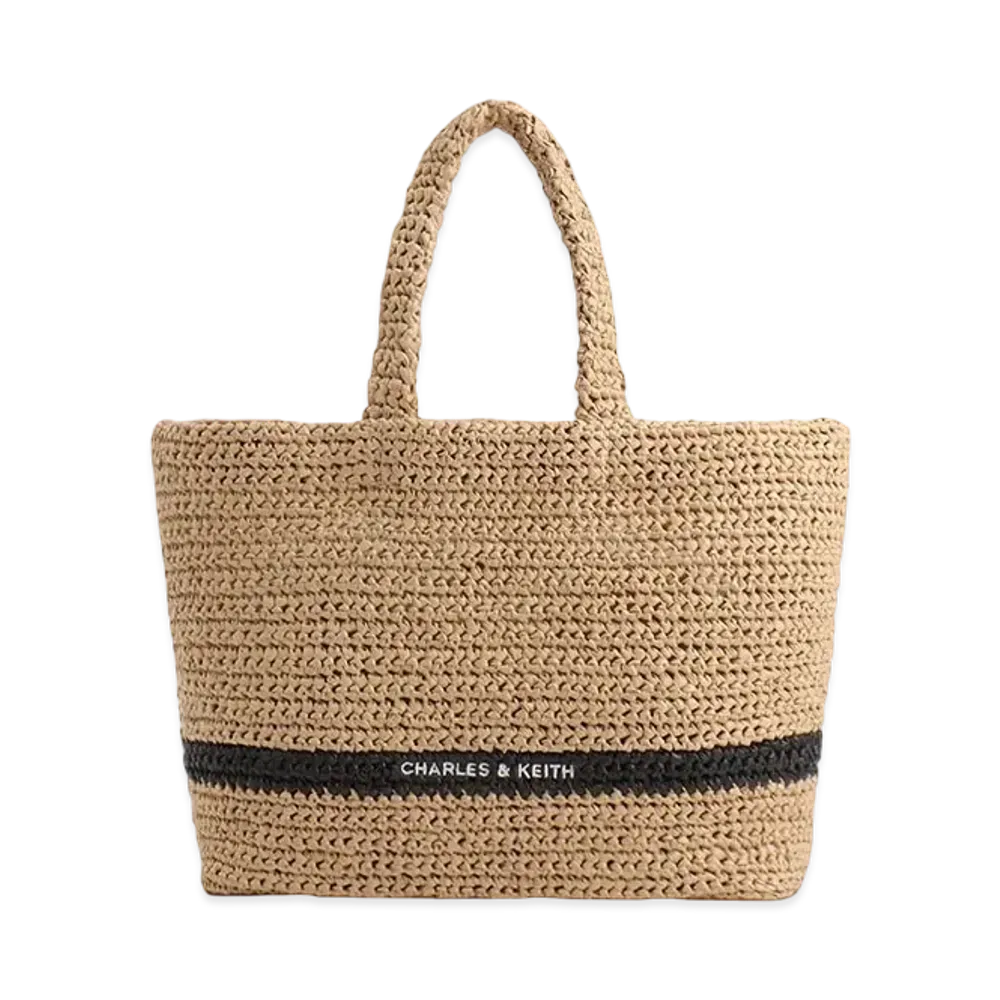 CHARLES & KEITH Allegra Knit Tote Bag "Beige"