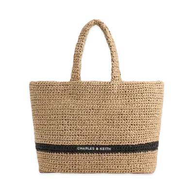 CHARLES & KEITH Allegra Knit Tote Bag "Beige"