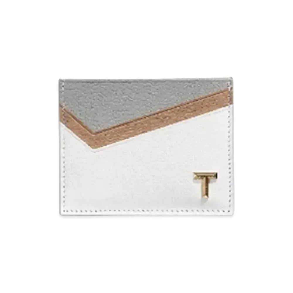 Tiffany & Co. Tiffany T Card Case In Colorblock Leather "Taupe" 