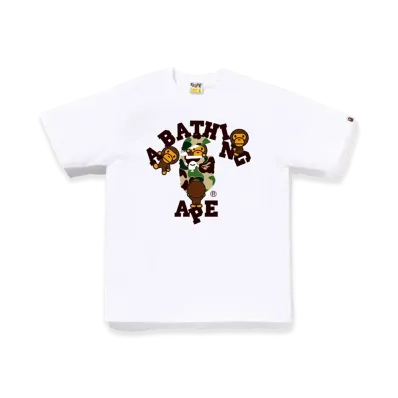 A BATHING APE ABC Camo College Milo Tee "White/Green"