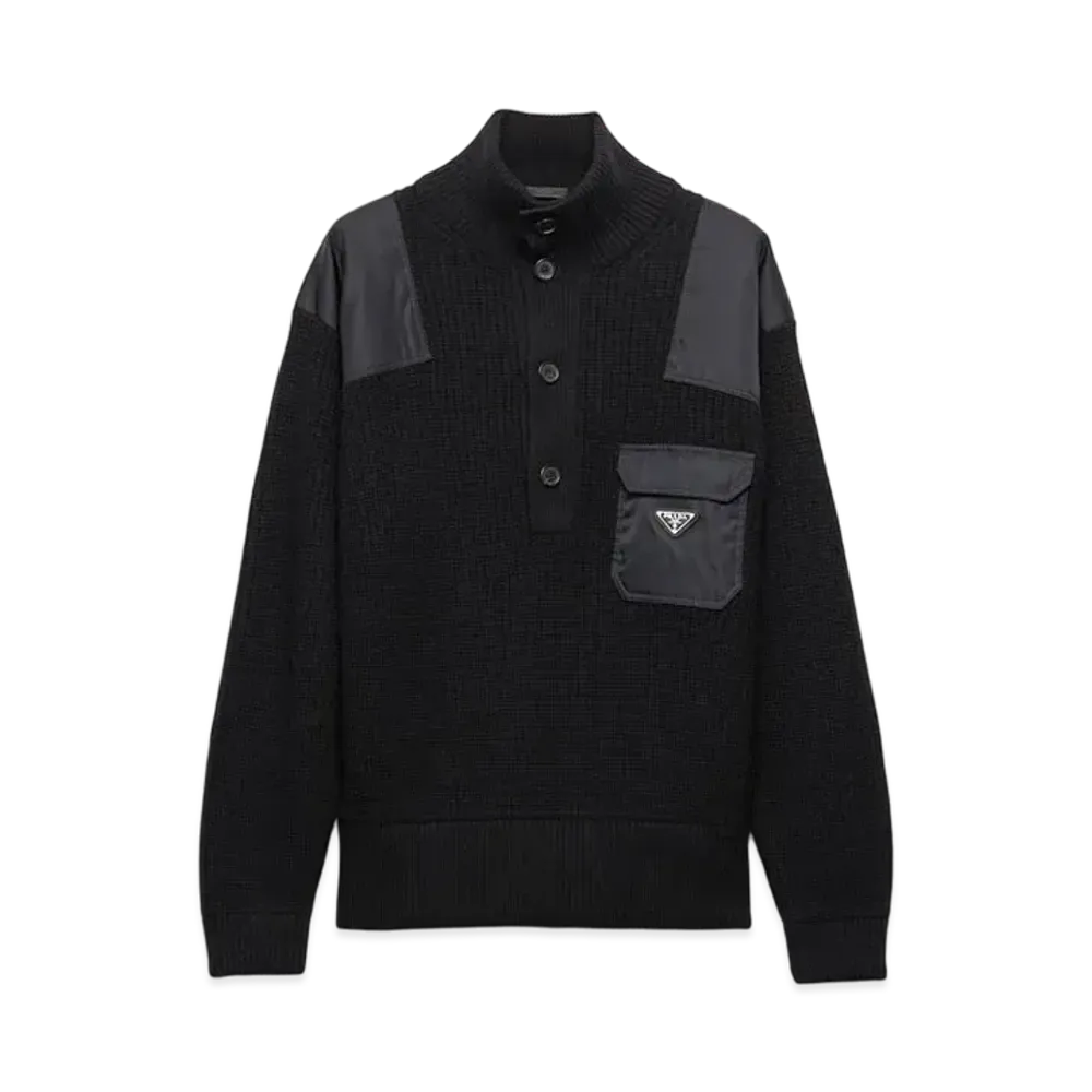 PRADA Men's Wool and Cashmere Turtleneck Sweater "Black"