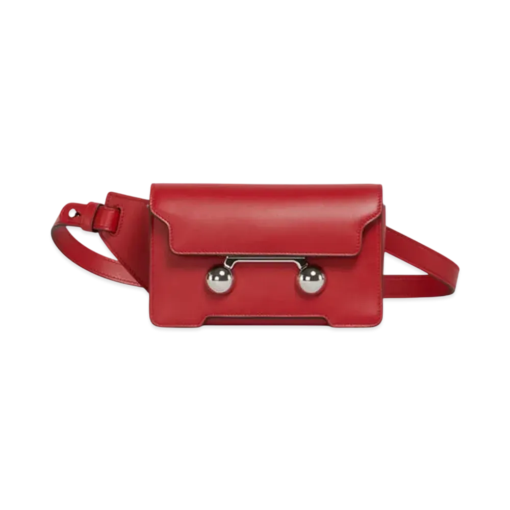 Marni Leather Trunkaroo Crossbody Bag "Hot Red"
