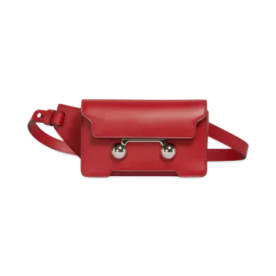 Marni Leather Trunkaroo Crossbody Bag "Hot Red"