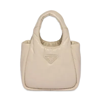PRADA Soft Padded Nappa Leather Mini Hand Bag "Desert Beige"