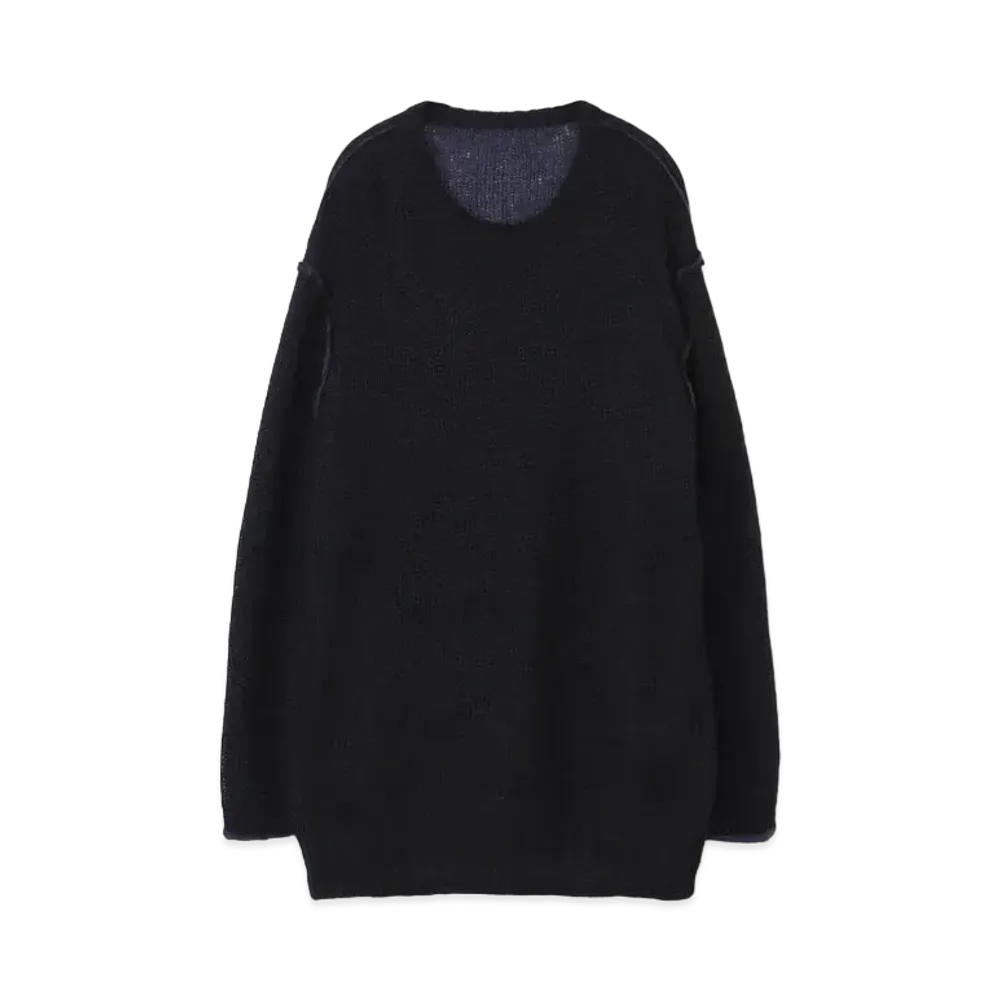 Yohji Yamamoto Pour Homme 3G PLAIN STITCH RIB REVERSIBLE ROUND NECK "Black"