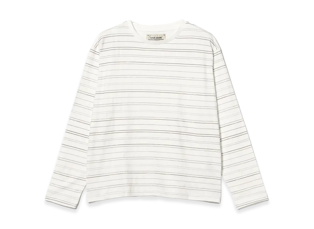 BEAMS FUTURE ARCHIVE Slub Border Long Sleeve Tee "Grey"