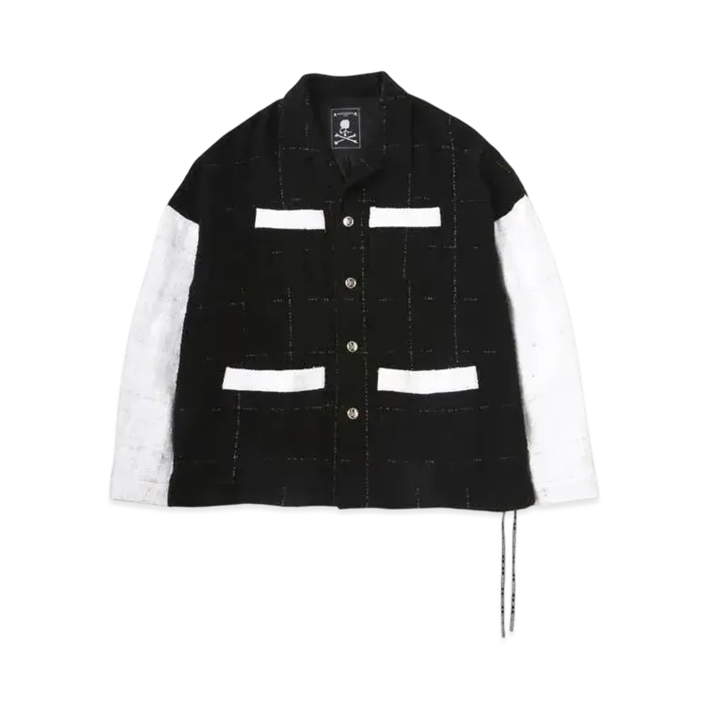 mastermind WORLD Tweed Shirt Jacket "Black White"