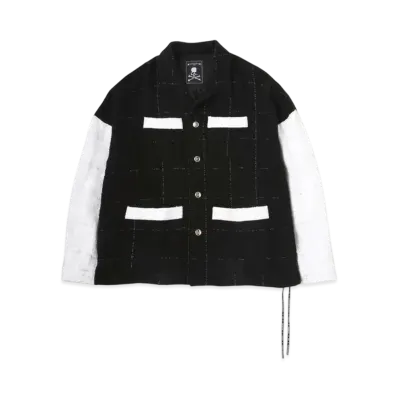 mastermind WORLD Tweed Shirt Jacket "Black White"