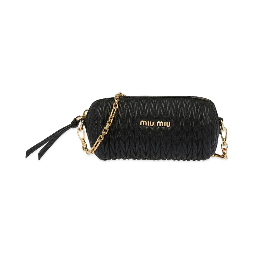 MIU MIU Matelasse Nappa Leather Shoulder Bag "Black"