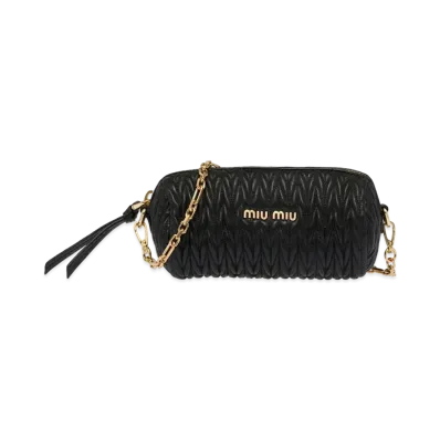 MIU MIU Matelasse Nappa Leather Shoulder Bag "Black"