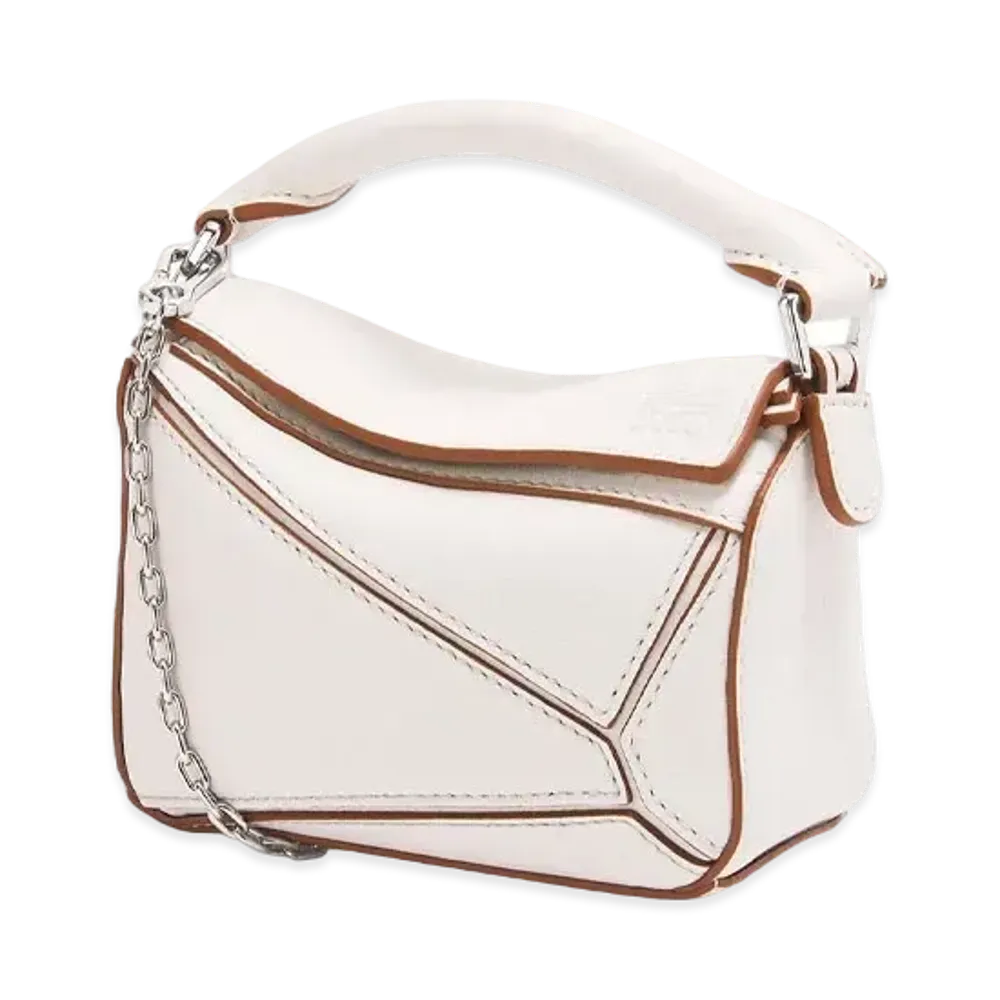 LOEWE Nano Puzzle Bag In Classic Calfskin "Soft White"