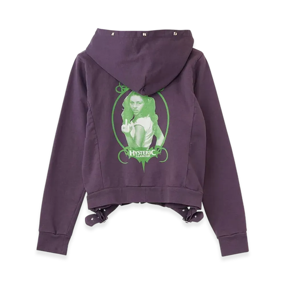 HYSTERIC GLAMOUR Finger Girl Cropped Hoodie Women "Purple"
