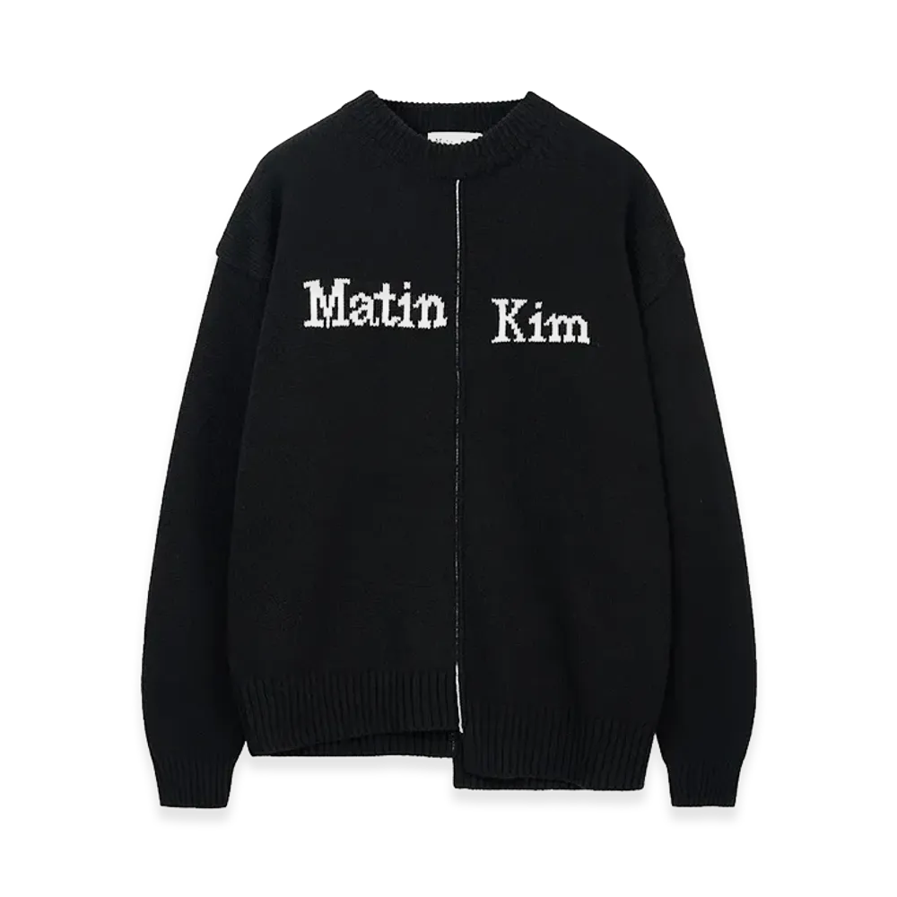 Matin Kim Women's Asymmetric Logo Knit Pullover "Black"