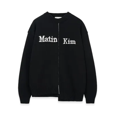 Matin Kim Women's Asymmetric Logo Knit Pullover "Black"