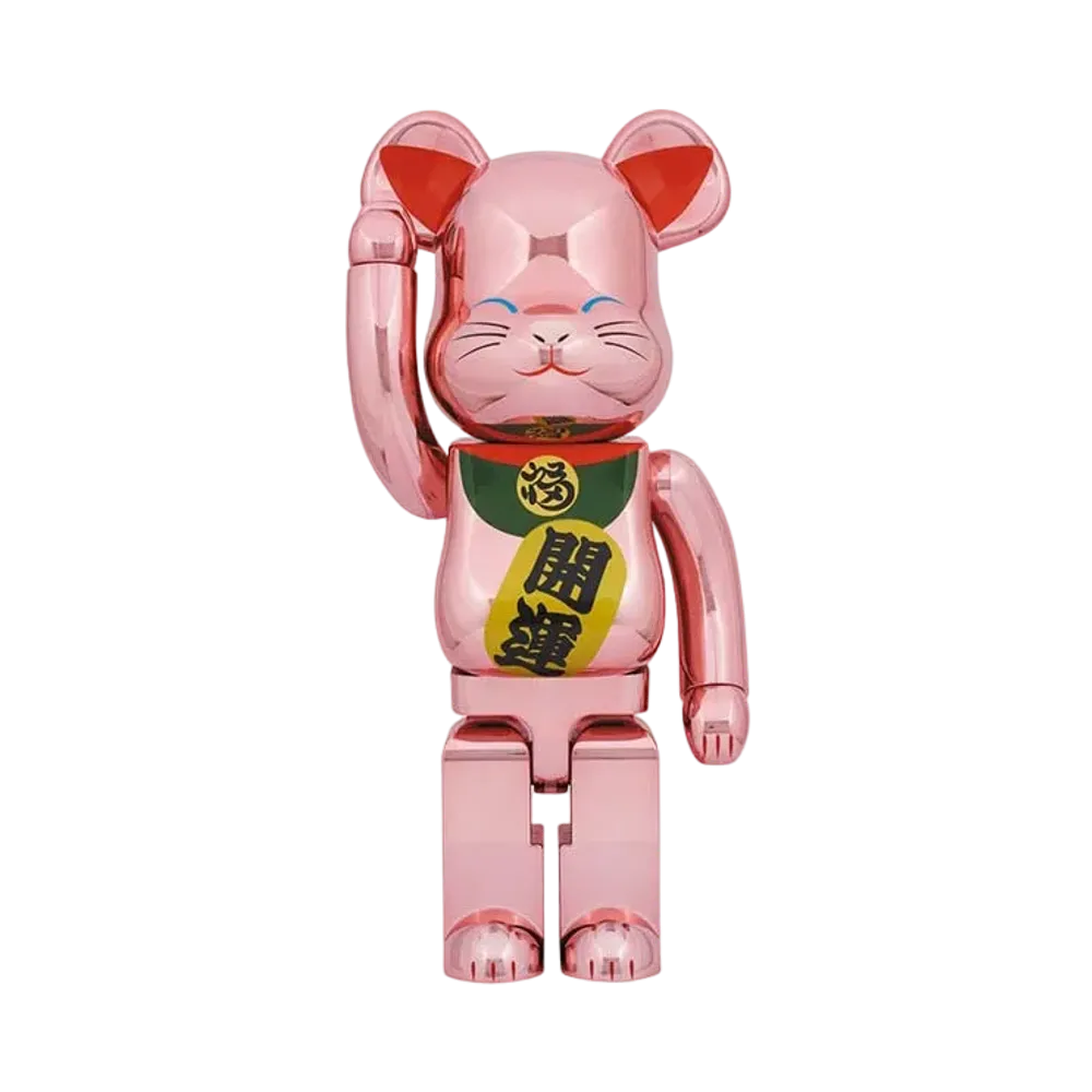 Bearbrick Maneki Neko Good Luck Peach Gold Plated 1000%