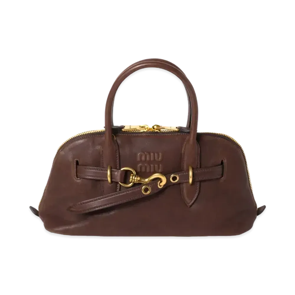 MIUMIU Aventure Nappa Leather Top Handle Bag "Brown"