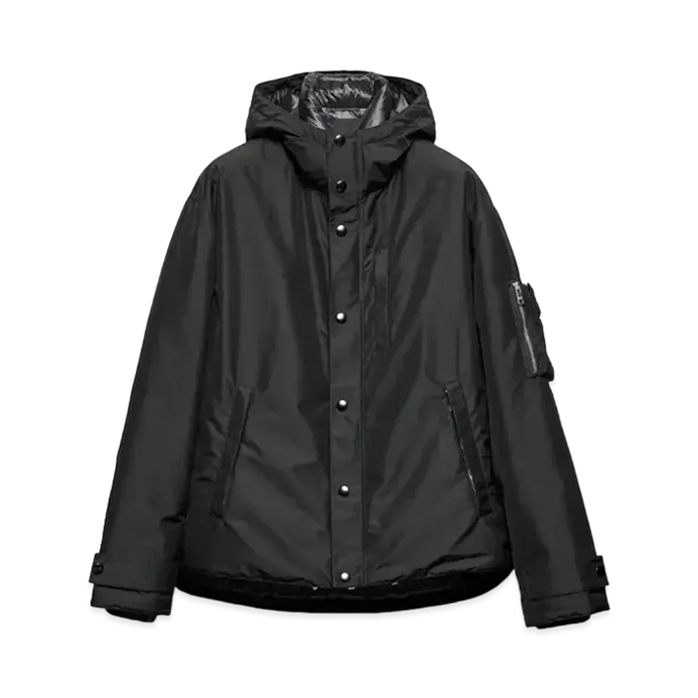PRADA Men's Technical Fabric Down Jacket with Hood "Black"