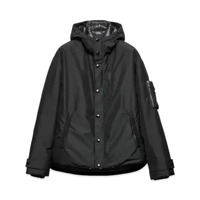 PRADA Men's Technical Fabric Down Jacket with Hood "Black"