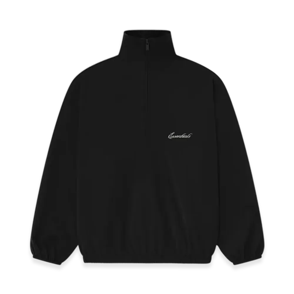 FEAR OF GOD ESSENTIALS Sporty Nylon Half Zip "Jet Black"