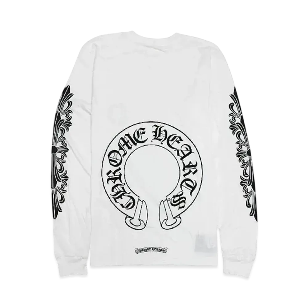Chrome Hearts Horseshoe Floral Cross L/S T-Shirt "White"