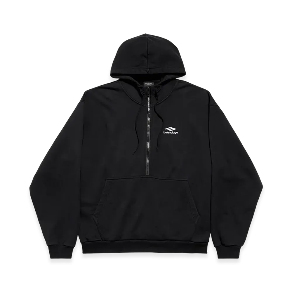 BALENCIAGA 3B Sports Icon Half-zip Hoodie "Black"