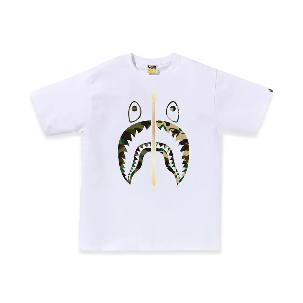 A BATHING APE 1St Camo Separate Shark Tee "White"
