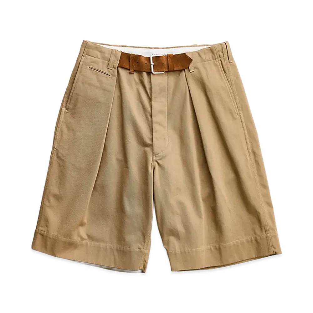 NICENESS Method Integrated Leather Belt Short Pants "Camel"