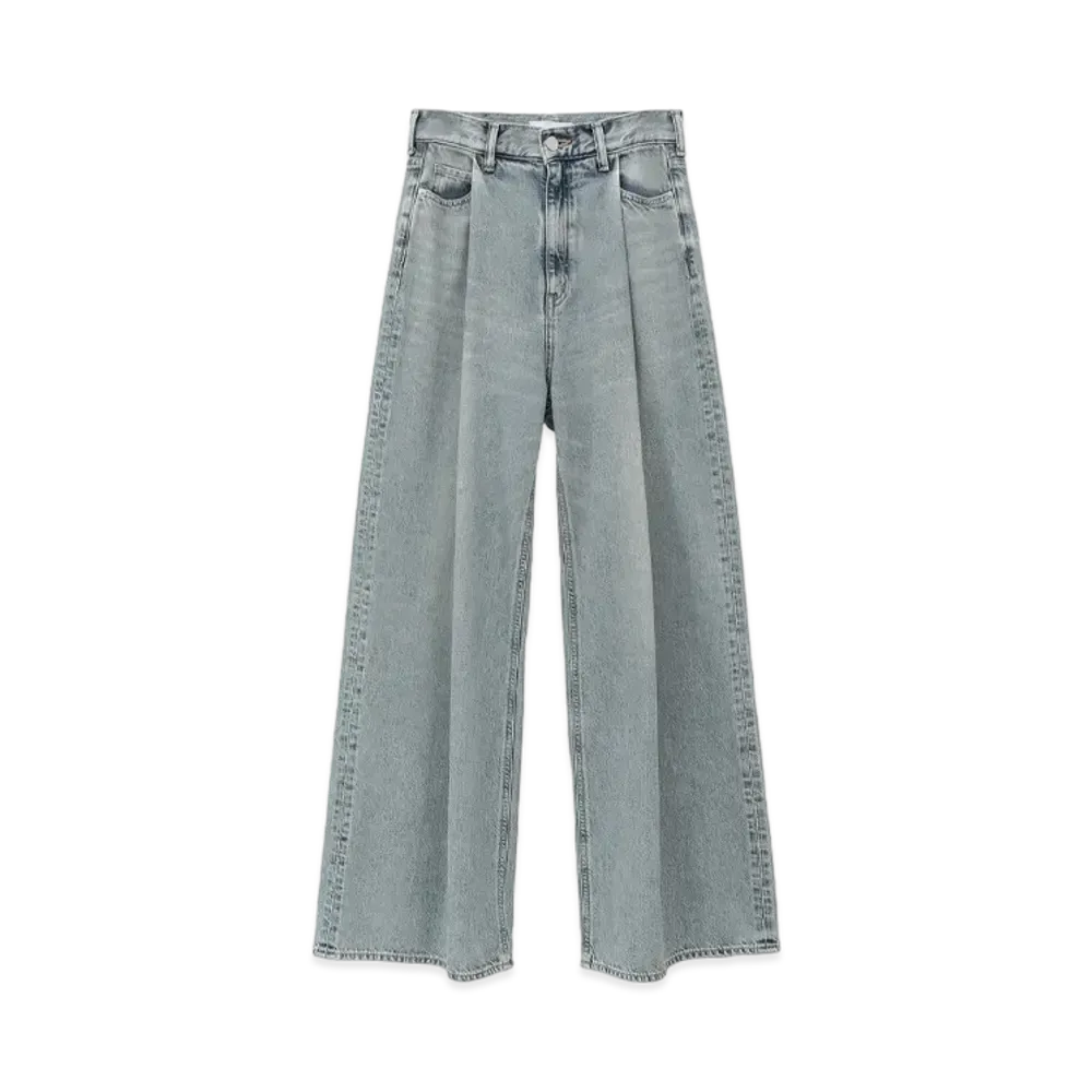 CLANE x Suzu Hirose Tuck Wide Denim Pants "Ice Blue"