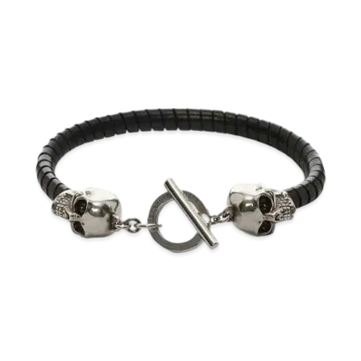 Alexander McQUEEN Skull Leather Bracelet "Black"