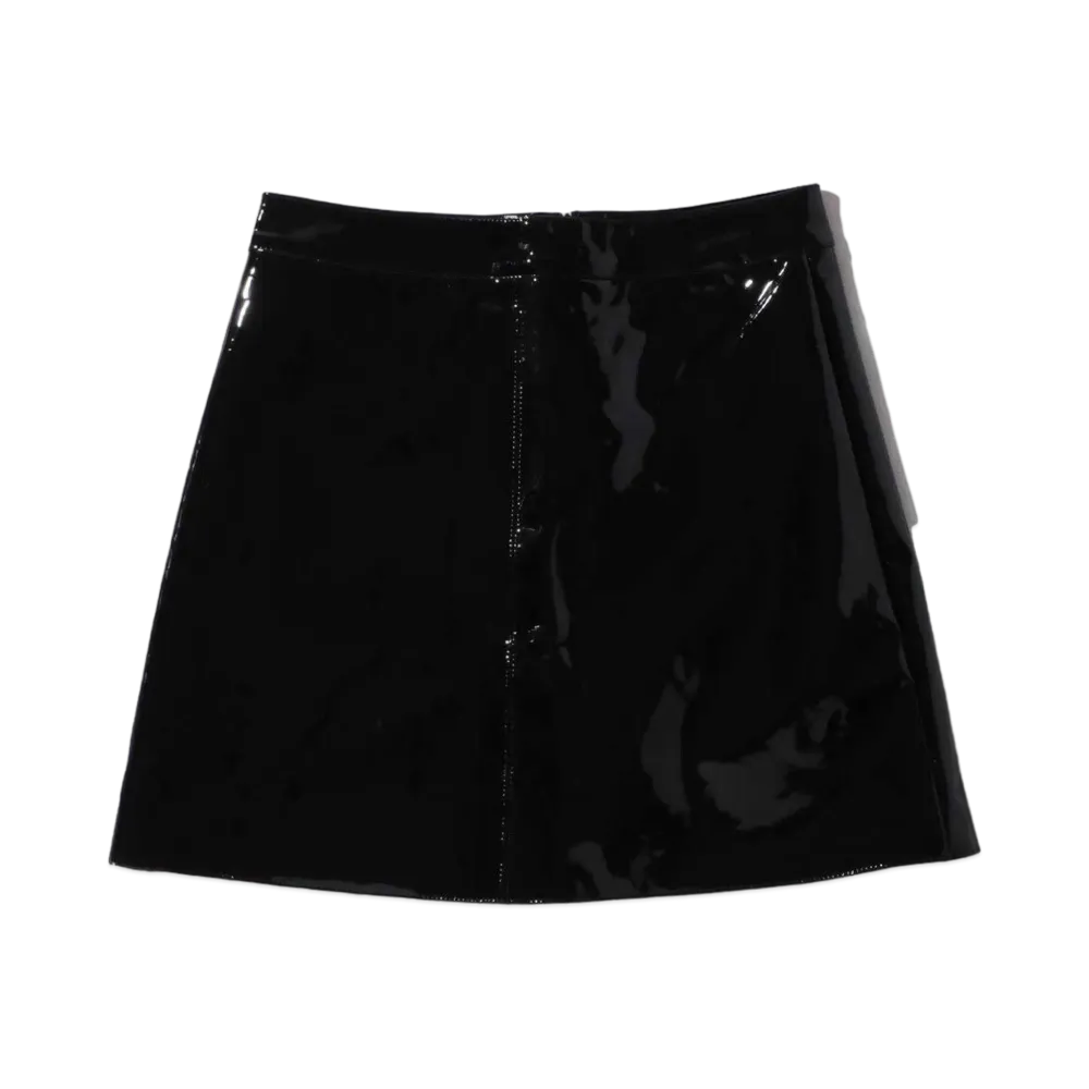 atmos pink Enamel Trapezoid Miniskirt "Black"