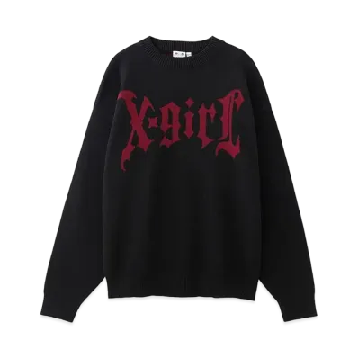 X-Girl Gothic Logo Jacquard Knit Top "Black"