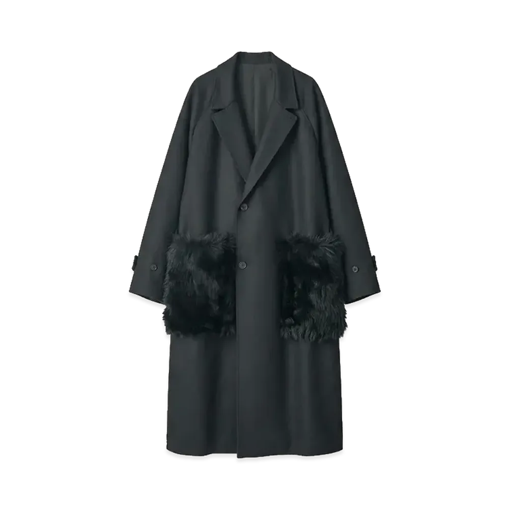 ssstein Oversized Pocket Coat (Pocket Fur) "Black"