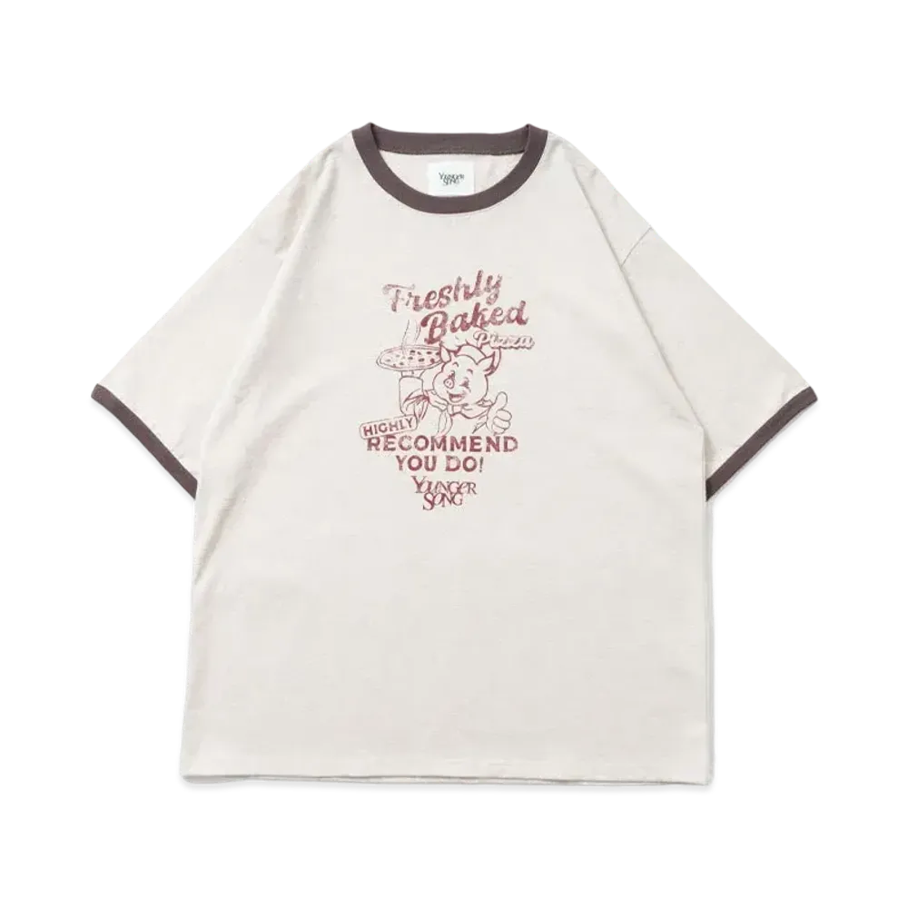 Younger Song chara ringer TEE "oatmeal pizza"