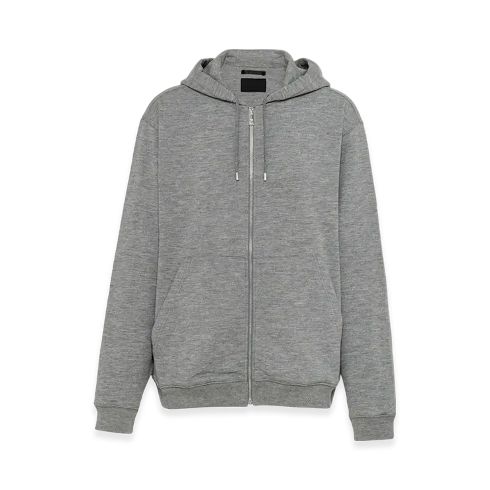 PRADA Cashmere Blend Cardigan Hoodie "Grey"