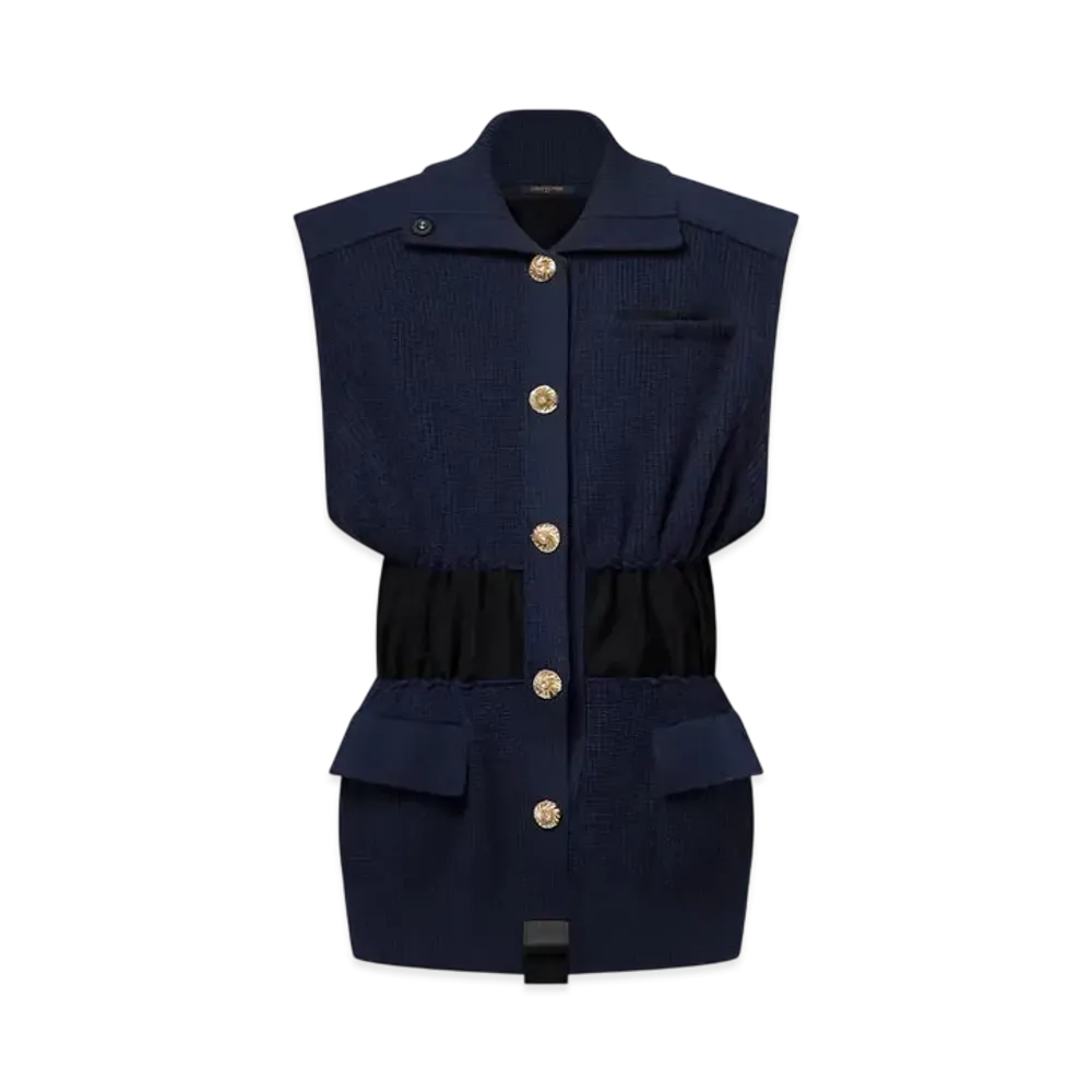 Louis Vuitton Women's Jewel Button Sleeveless Cardigan "Blue Nui"