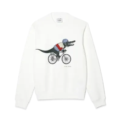 LACOSTE x Netflix Arrange Logo Crew Neck Sweat "White"