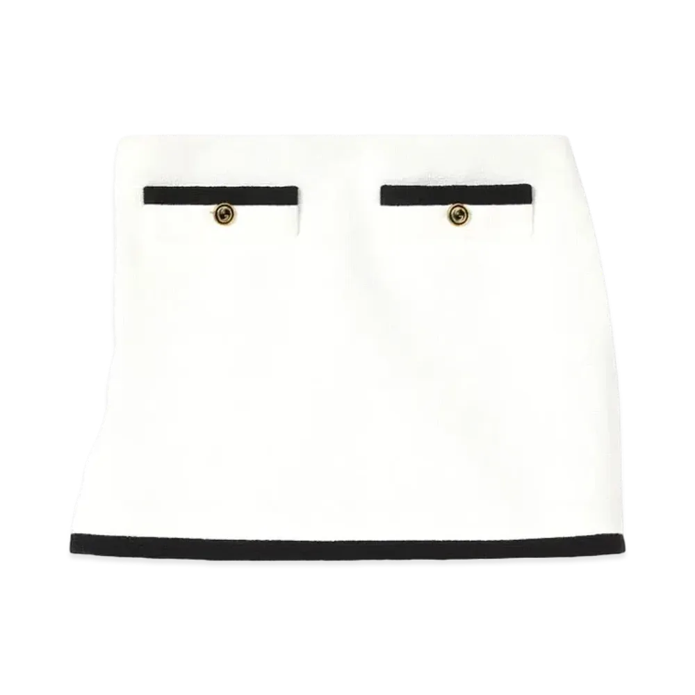 GUCCI Cotton Tweed Skirt "Off White/Black"