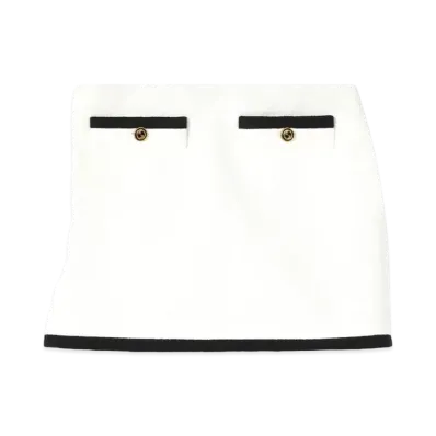 GUCCI Cotton Tweed Skirt "Off White/Black"