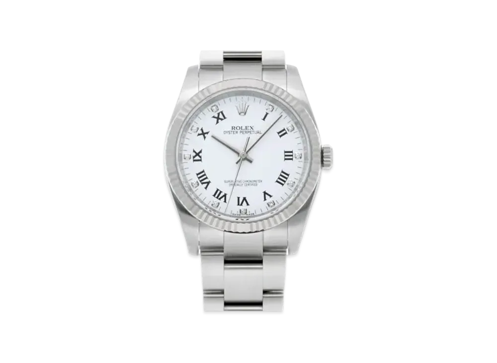 ROLEX Oyster Perpetual "White Roman/Stainless Steel/White Gold"