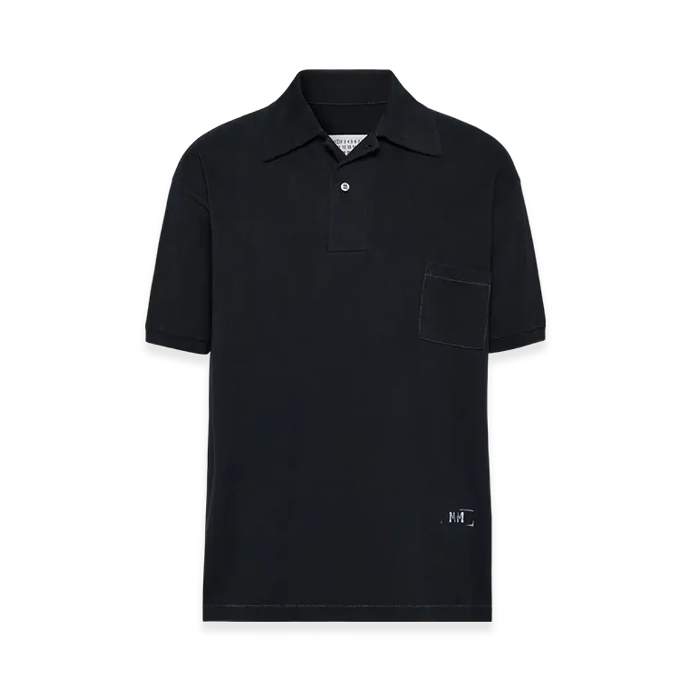 Maison Margiela Men's Stamp Logo Polo Shirt "Black"