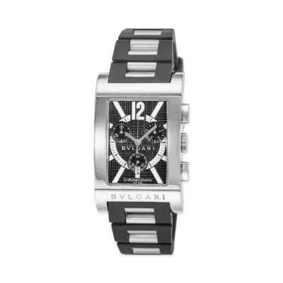 BVLGARI Lettangolo Chronograph "Black/Stainless Steel"