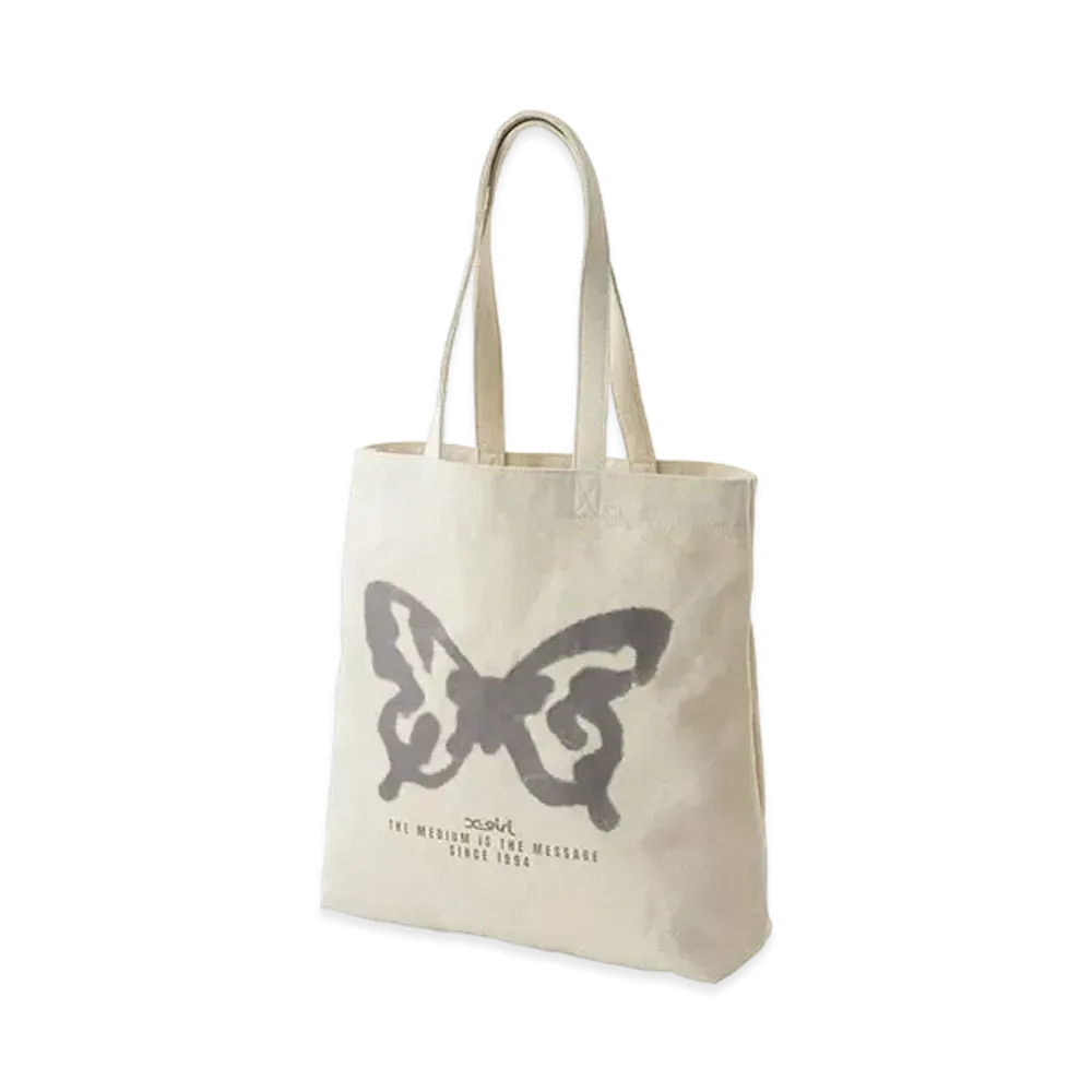 X-Girl Spray Butterfly Print Tote Bag "White"