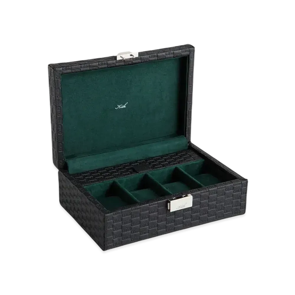 Kith Kithmas Monogram Saffiano Leather Watch Box "Black"