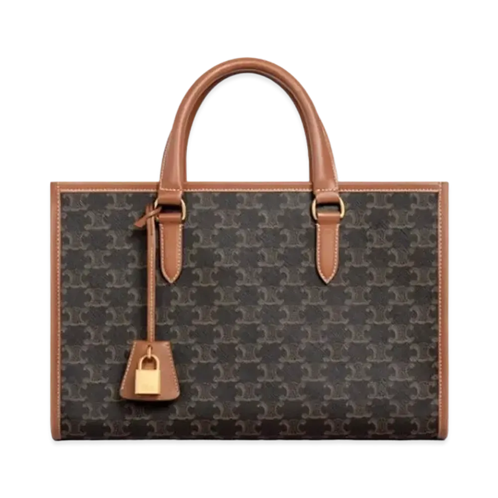CELINE Mini Horizontal Cabas In Triomphe Canvas And Calfskin "Tan"