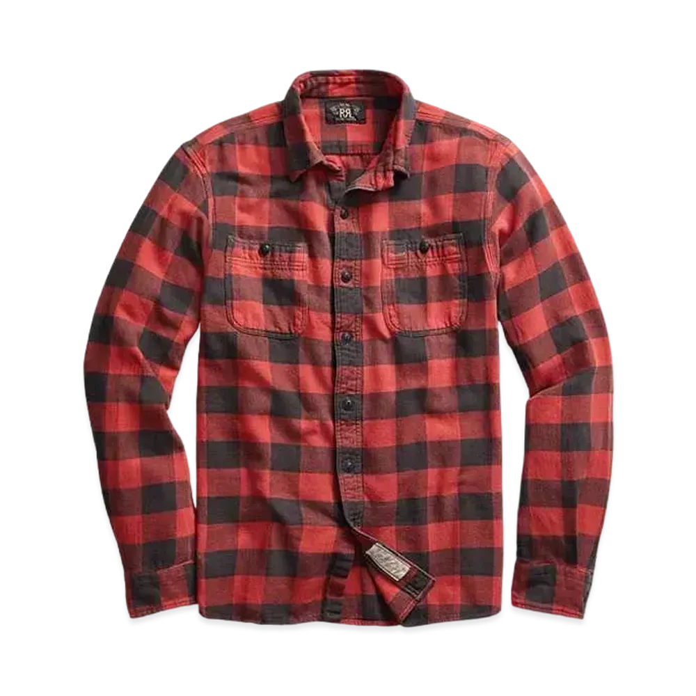 RRL Ralph Lauren Plaid Twill Work Shirt "Red"